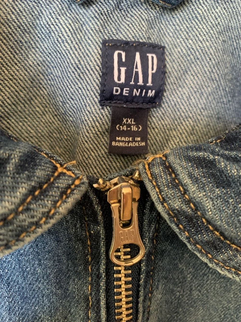 GAP Blue Denim Zip-Up Jean Jacket with Pockets Kids XXL 14-16